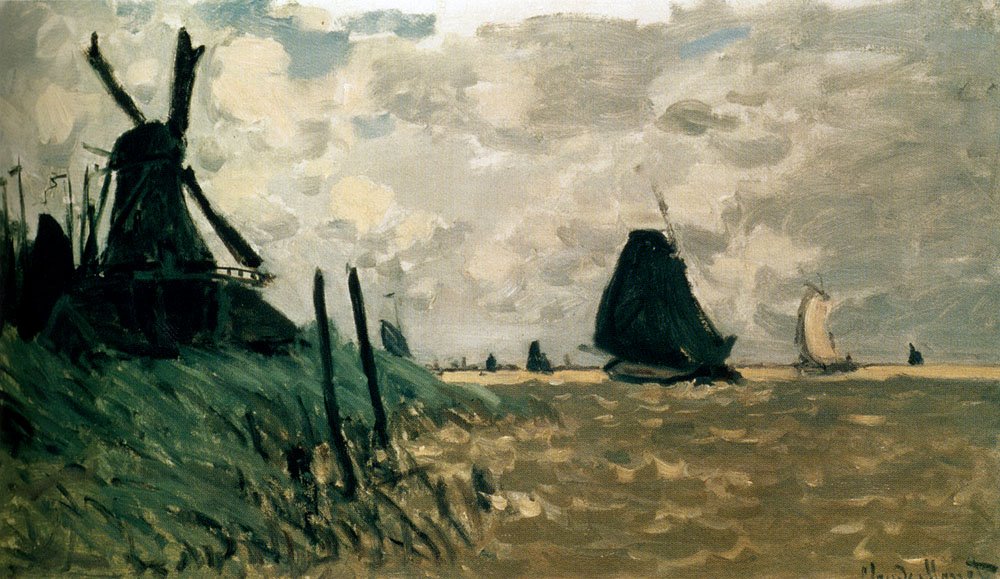 En vindmølle nær Zaandam af Claude Monet