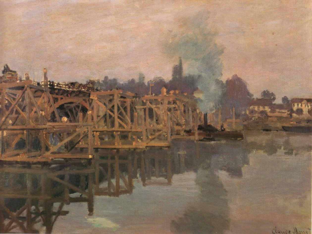 Argenteuil, broen under reparation af Claude Monet
