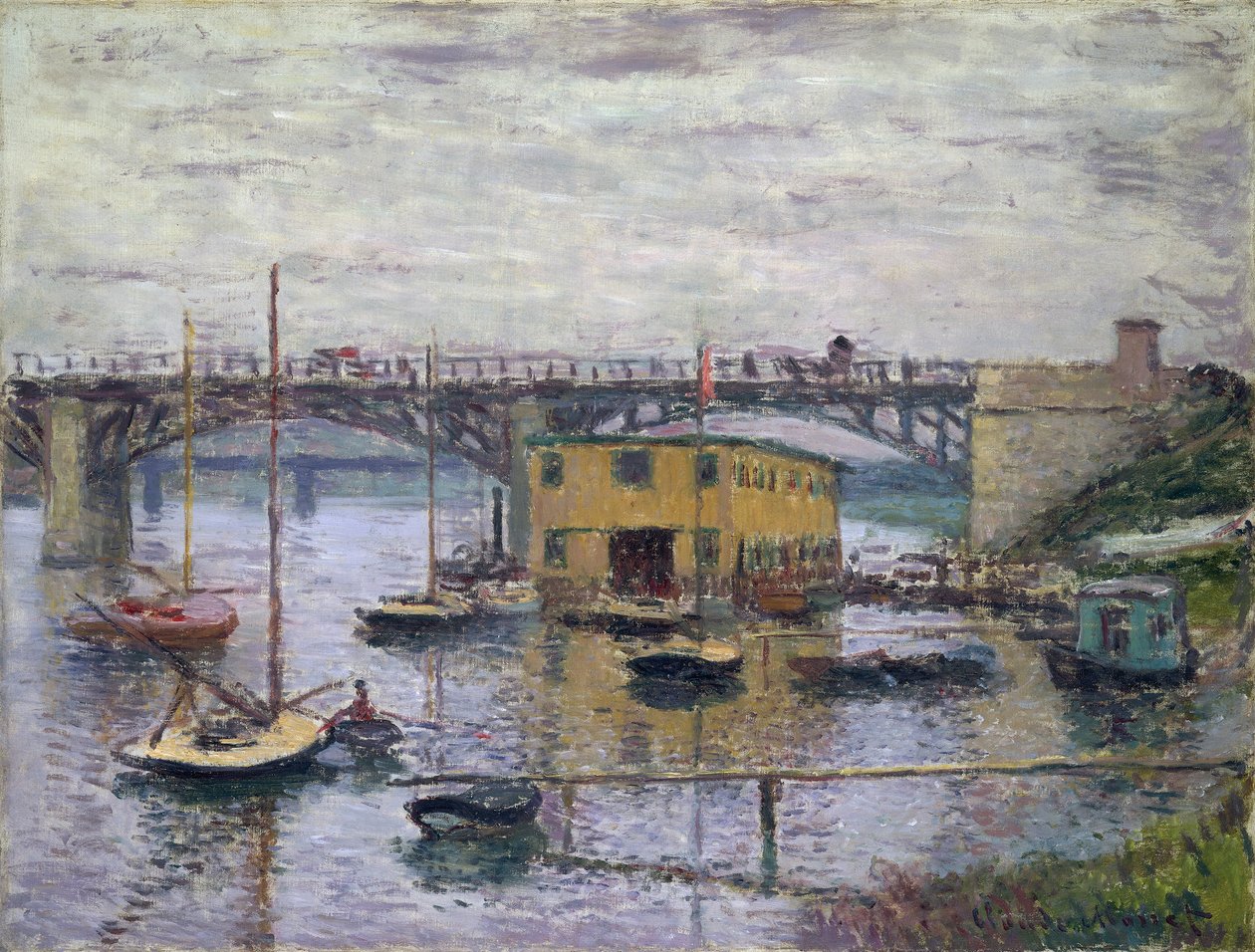 Bro ved Argenteuil på en grå dag af Claude Monet