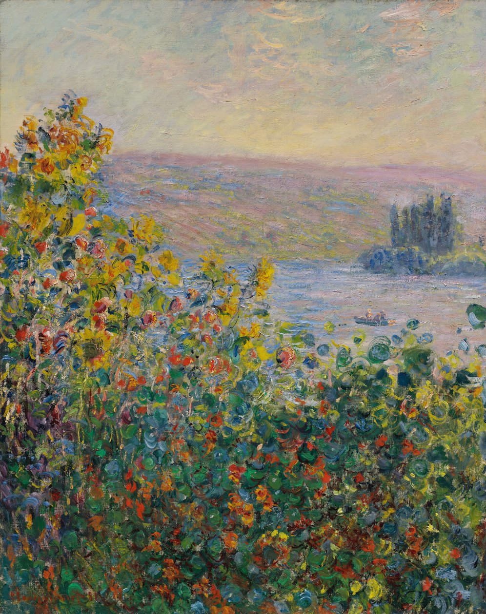 Blomsterbede i Vétheuil af Claude Monet
