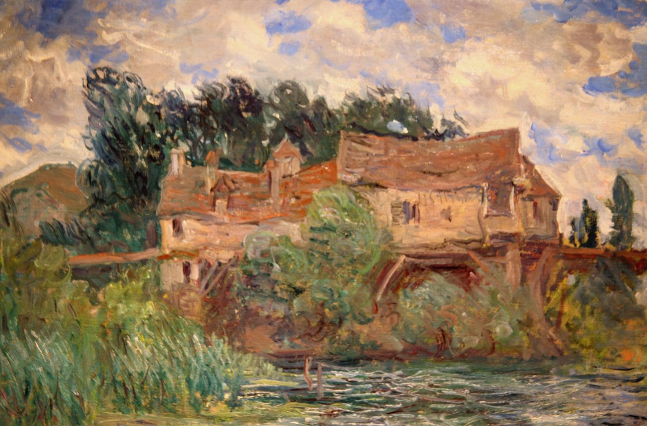 Huse på den gamle bro ved Vernon omkring 1883 af Monet af Claude Monet