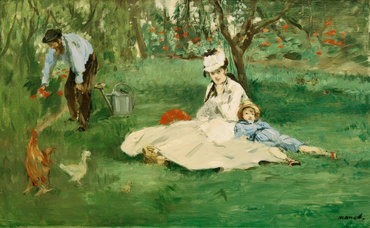 Familien Monet i haven af Claude Monet