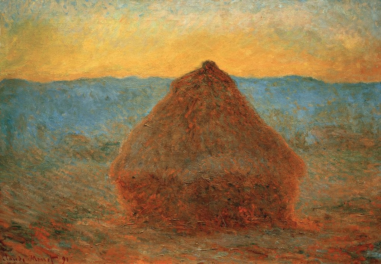 La meule, environs de Giverny (høstakken, omgivelserne ved af Claude Monet