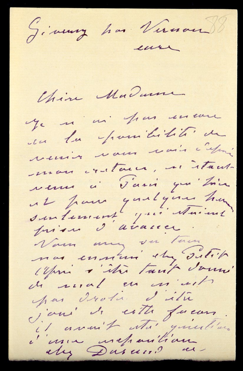Brev fra Claude Monet til Berthe Morisot, 1888 af Claude Monet