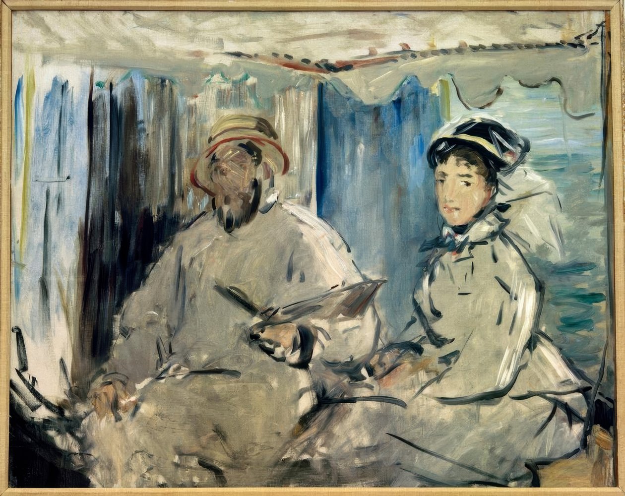 Monet maleri i sit atelier af Claude Monet