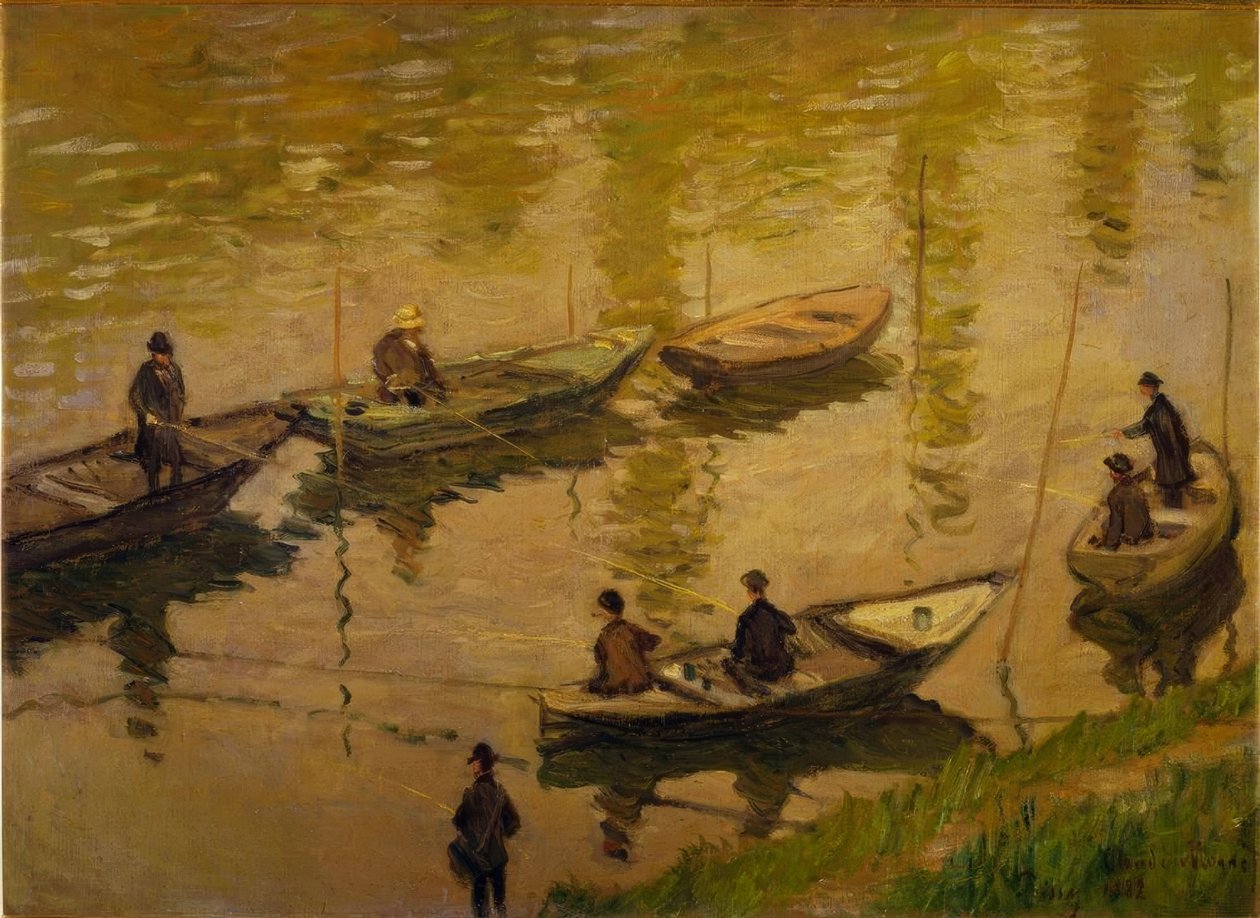Lystfiskere på Seinen i Poissy (Angler an der S af Claude Monet