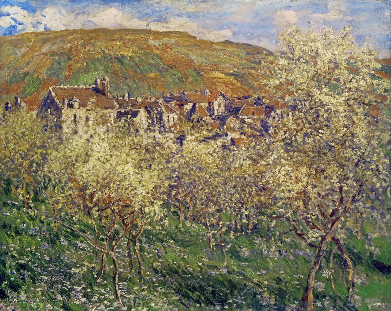 Blommetræer i blomst, 1879 af Claude Monet