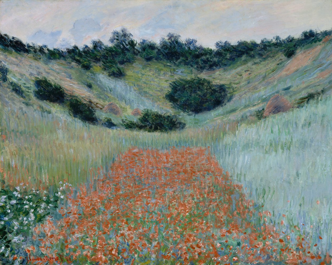 Valmue Mark i en Hul nær Giverny af Claude Monet