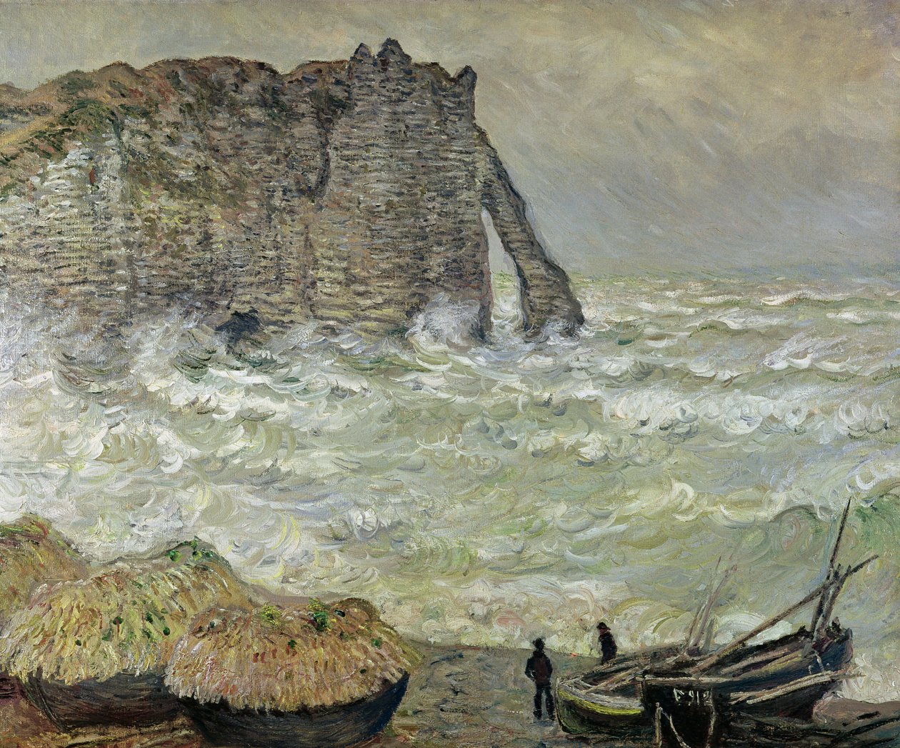 Ujævnt hav ved Etretat, 1883 af Claude Monet