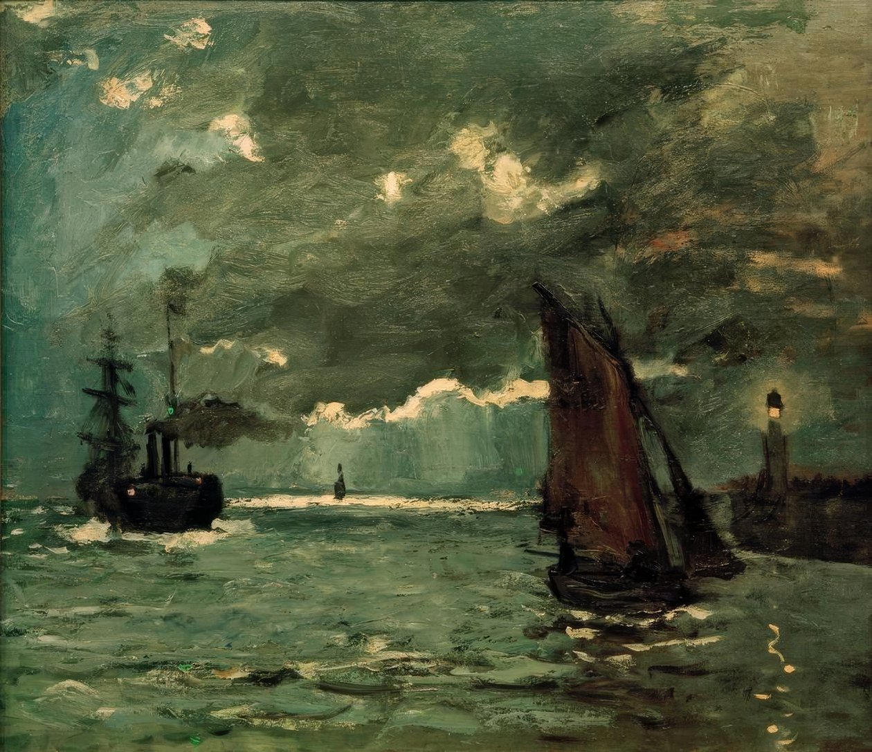 Havlandskab, skibe i måneskin af Claude Monet
