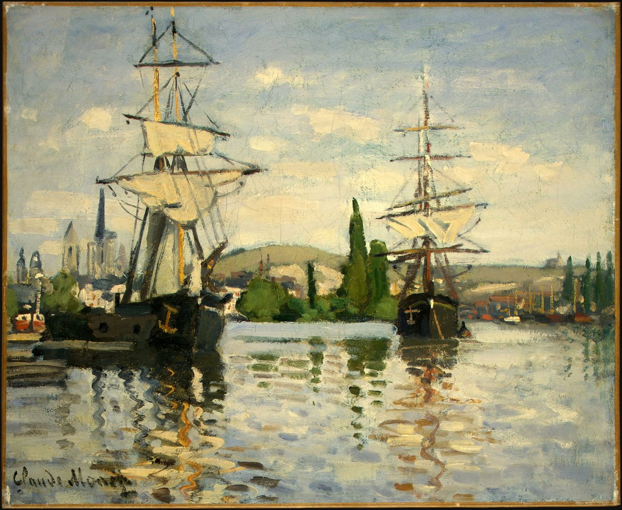 Skibe, der kører på Seinen i Rouen af Claude Monet