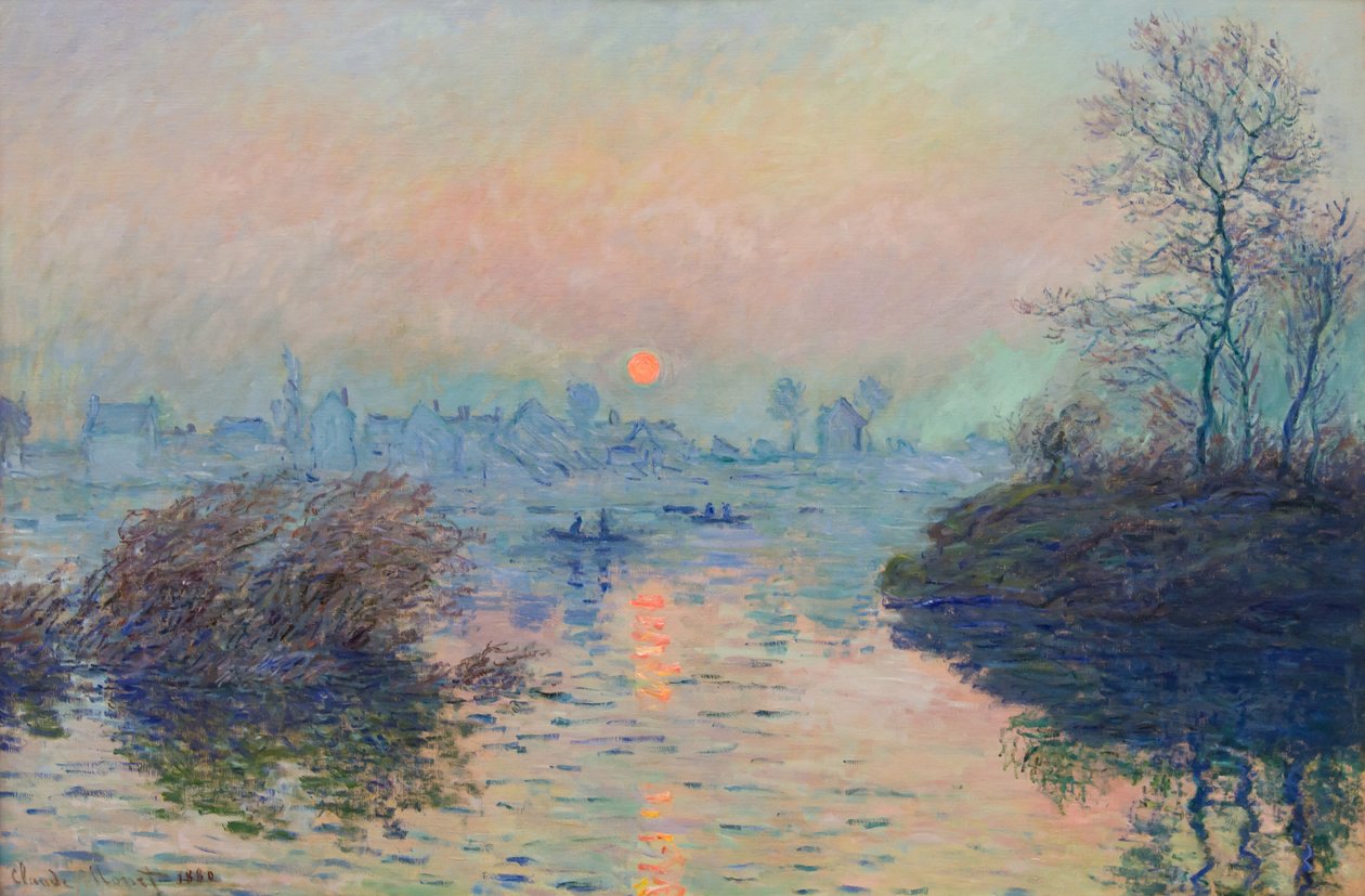 Solnedgang på Seinen ved Lavacourt, vintereffekt af Claude Monet
