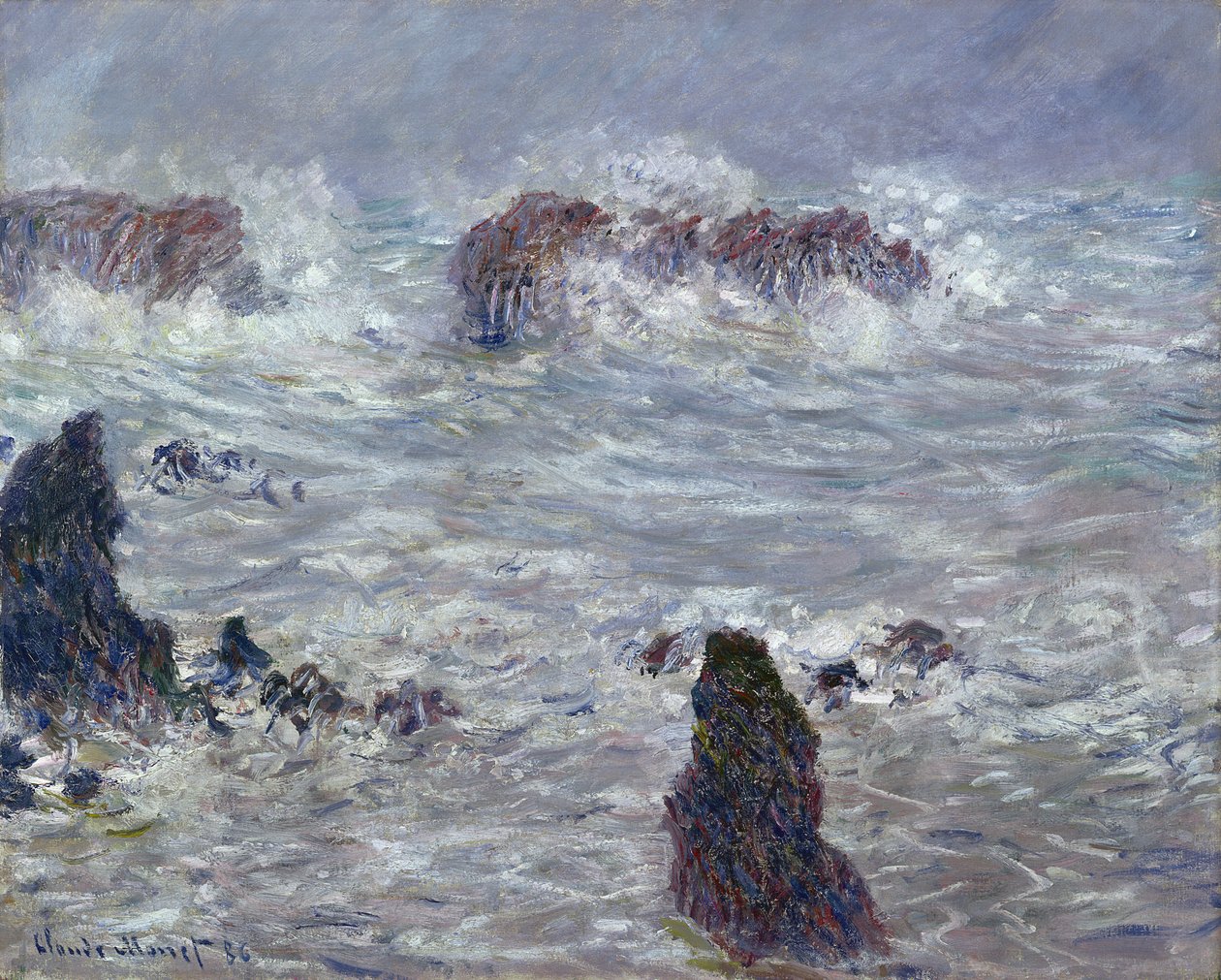 Storm, ud for Belle-Iles kyst, 1886 af Claude Monet