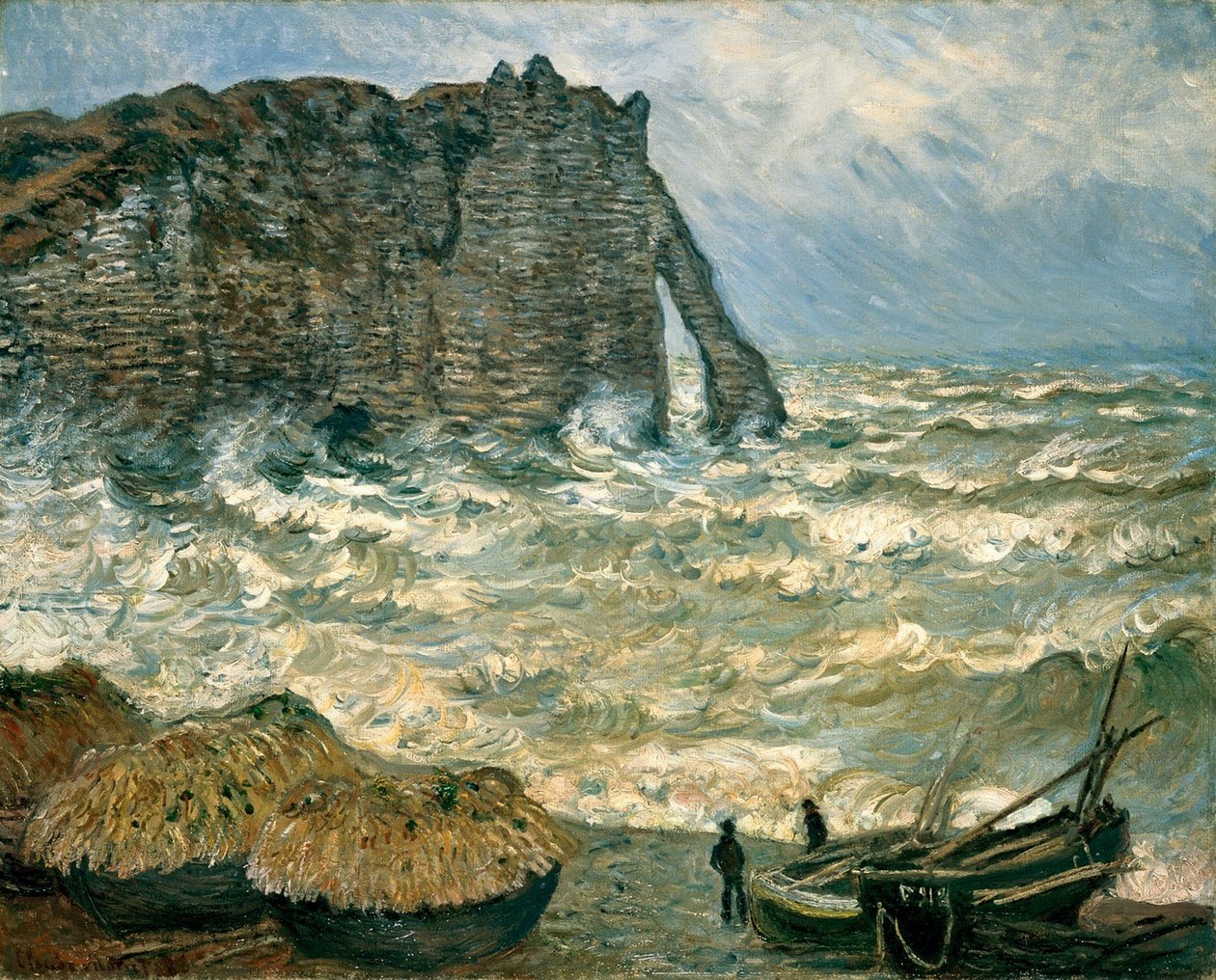 Stormy Sea i Étretat af Claude Monet