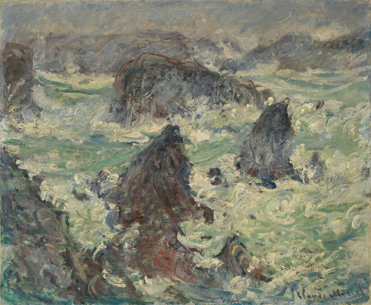 Storm på Côtes de Belle-Île. af Claude Monet