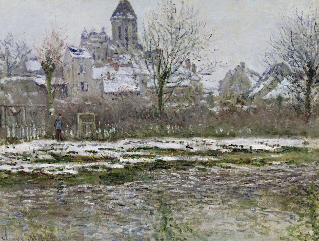 Kirken i Vetheuil under sne, 1878-79 af Claude Monet