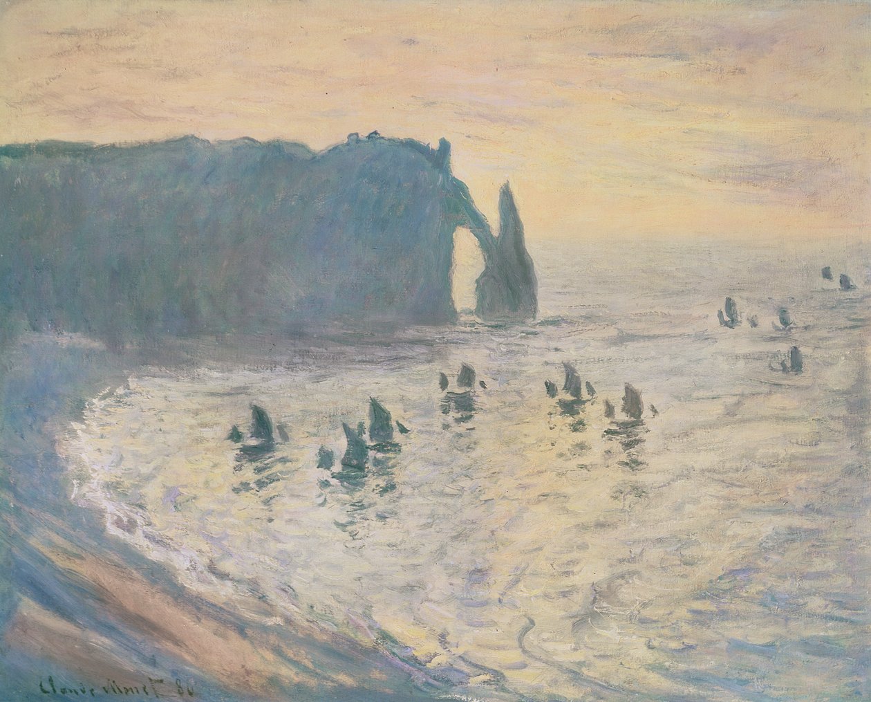 Klipperne ved Etretat, 1886 af Claude Monet