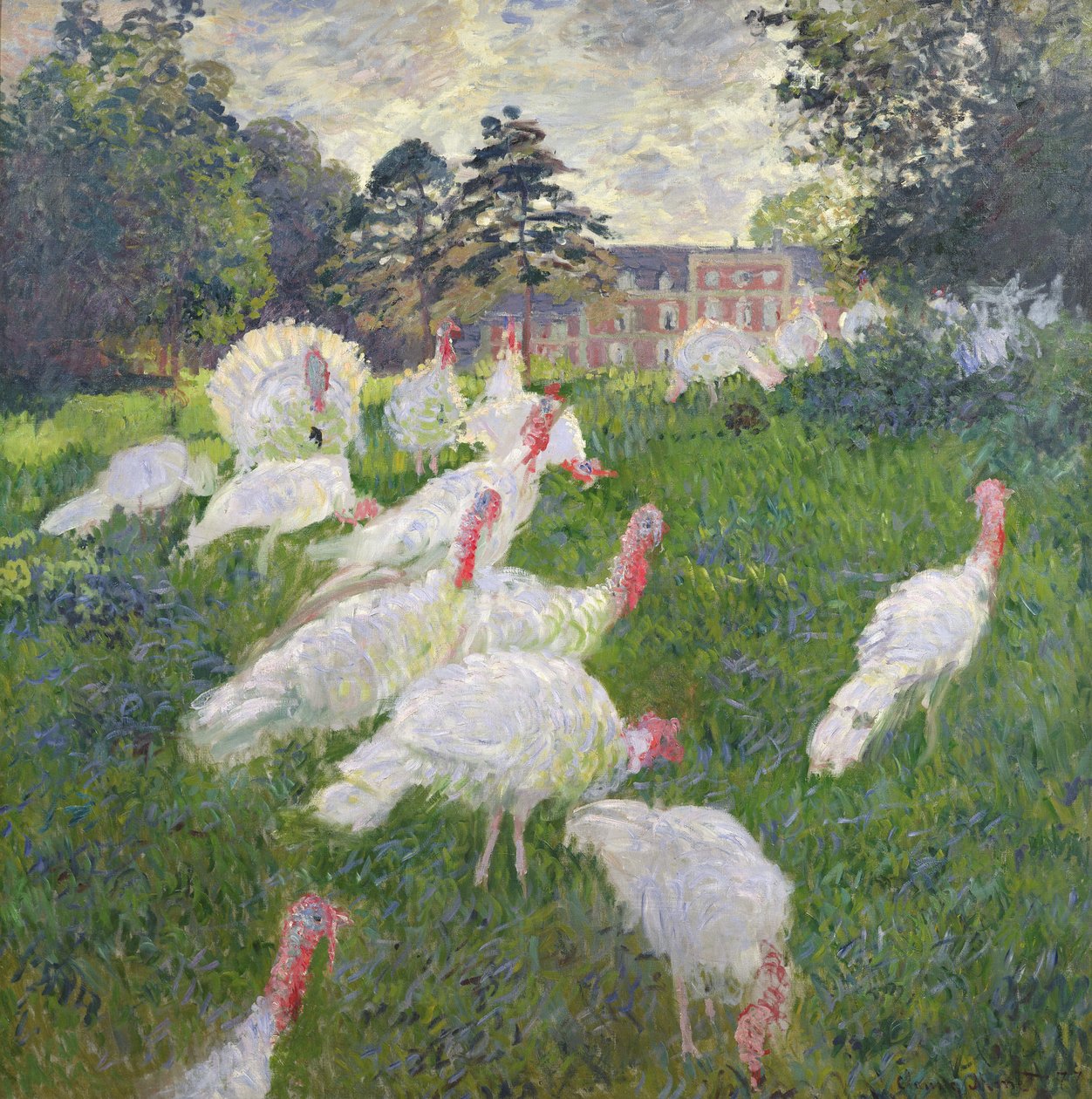 Kalkunerne på Chateau de Rottembourg, Montgeron, 1877 (olie på lærred_ af Claude Monet