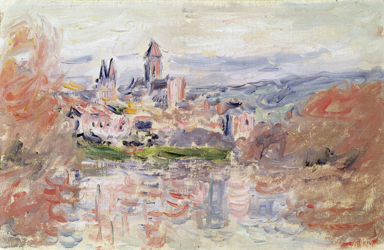 Landsbyen Vetheuil, ca. 1881 af Claude Monet