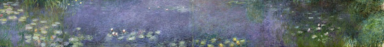 Vandliljer: Morgen, 1914-18 (venstre, midt til venstre, midt til højre og højre sektion) af Claude Monet