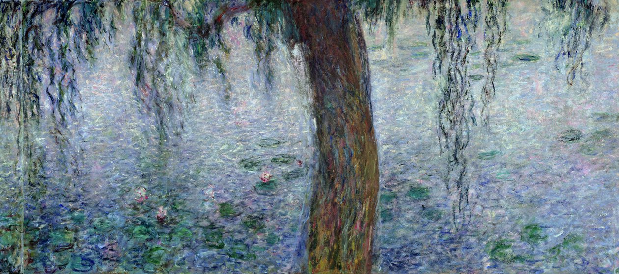 Waterlilies: Morning with Weeping Willows, detalje i højre sektion, 1915-26 (se også 162347-8) af Claude Monet