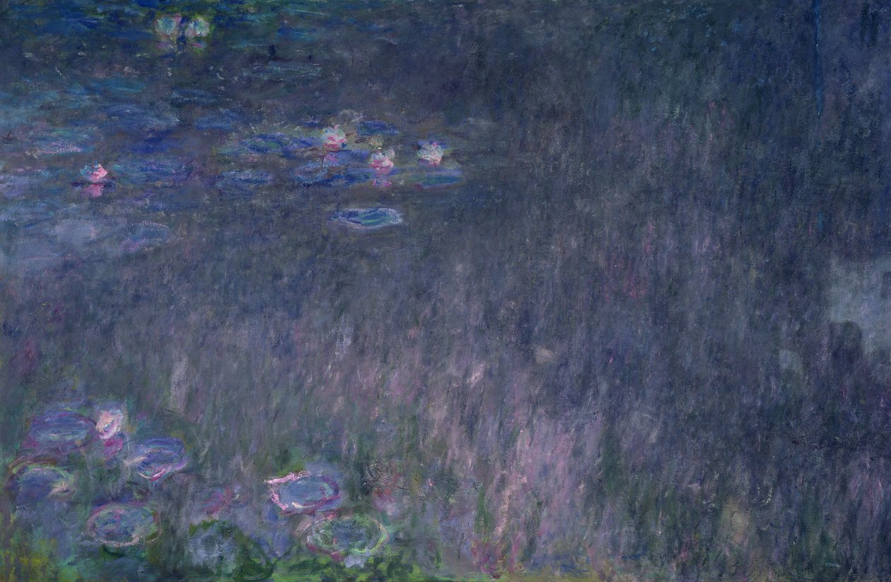 Waterlilies: Reflections of Trees, detalje fra venstre side, 1915-26 af Claude Monet