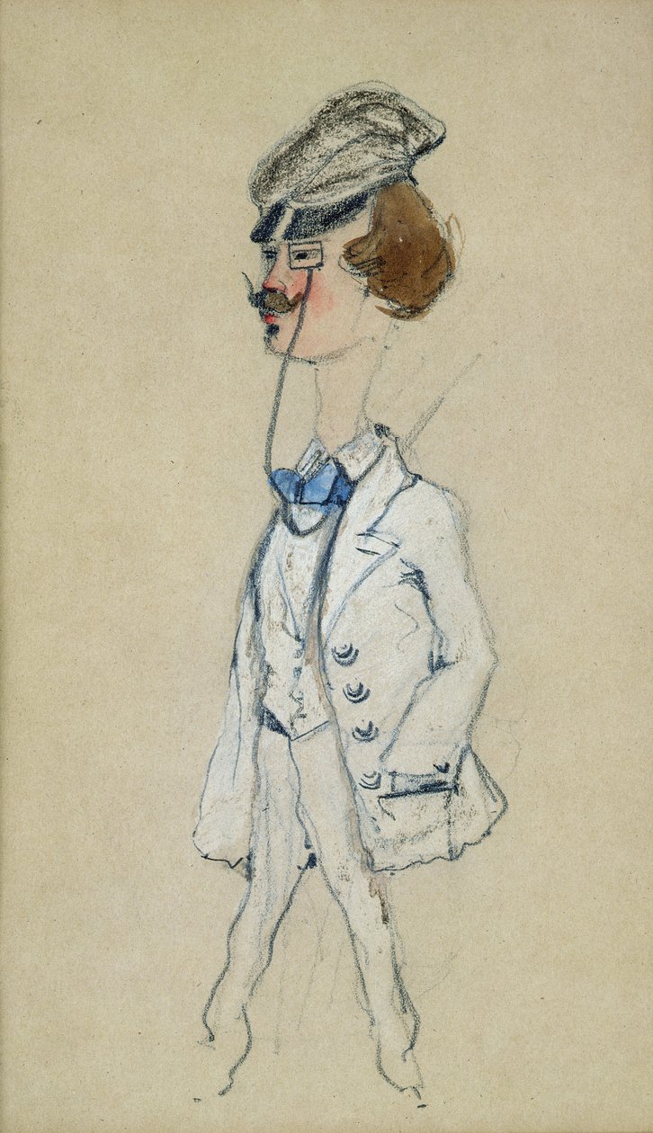 Ung mand med en monokel, 1857 (pastel og wc på papir) af Claude Monet