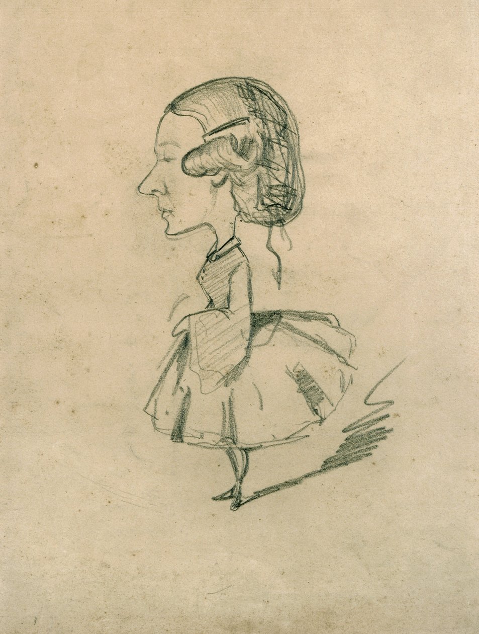 Ung pige i profil med skarp næse, ca. 1858 af Claude Monet