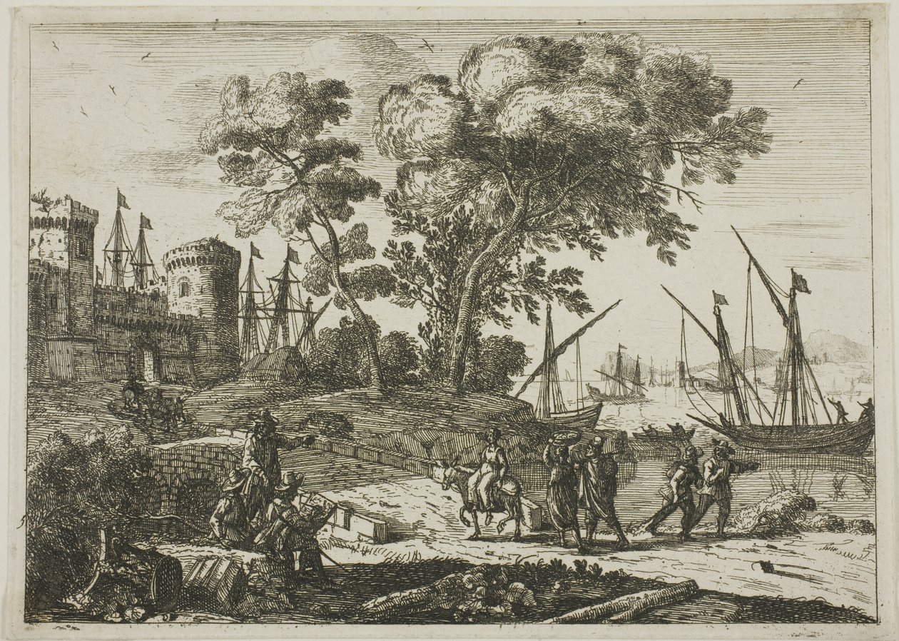 Kystscene med en kunstnertegning af Claude Lorrain