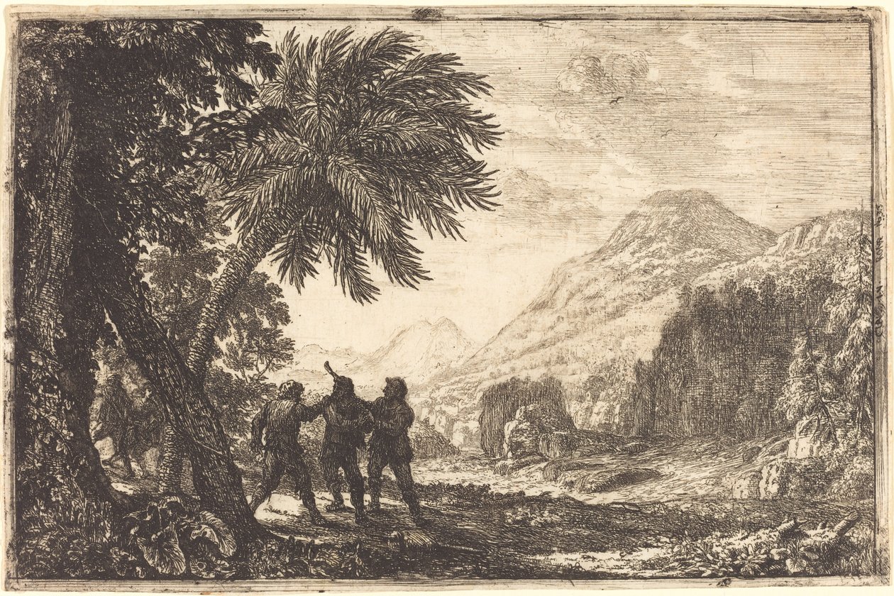 Landskab med Brigands (Scène de brigands) af Claude Lorrain