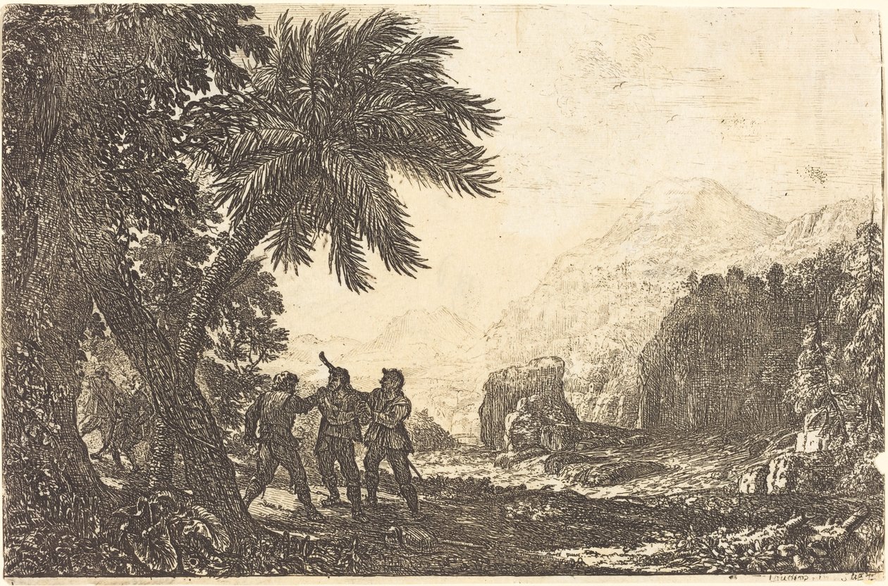 Landskab med Brigands (Scène de brigands) af Claude Lorrain