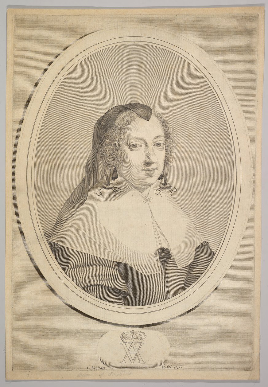 Anne af Østrig, ca. 1645. af Claude Mellan