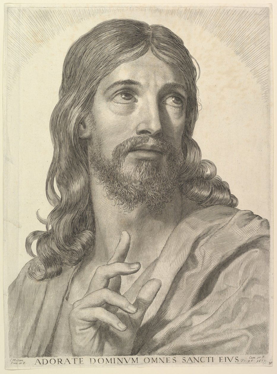 Buste af den voksne Kristus, 1652. af Claude Mellan