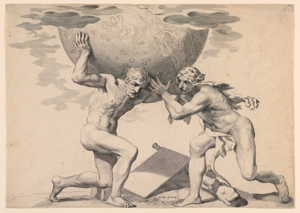 Hercules og Atlas af Claude Mellan