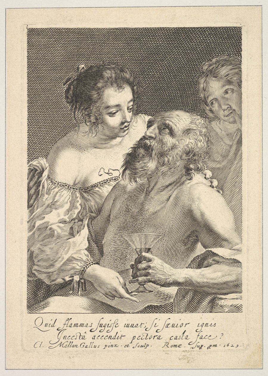 Lot og hans døtre, 1629. af Claude Mellan