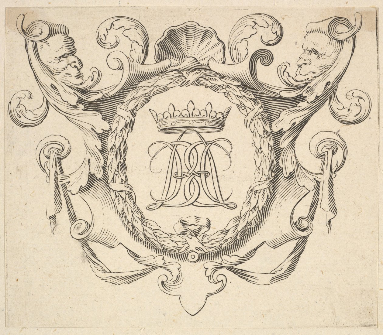 Monogram kronet. af Claude Mellan
