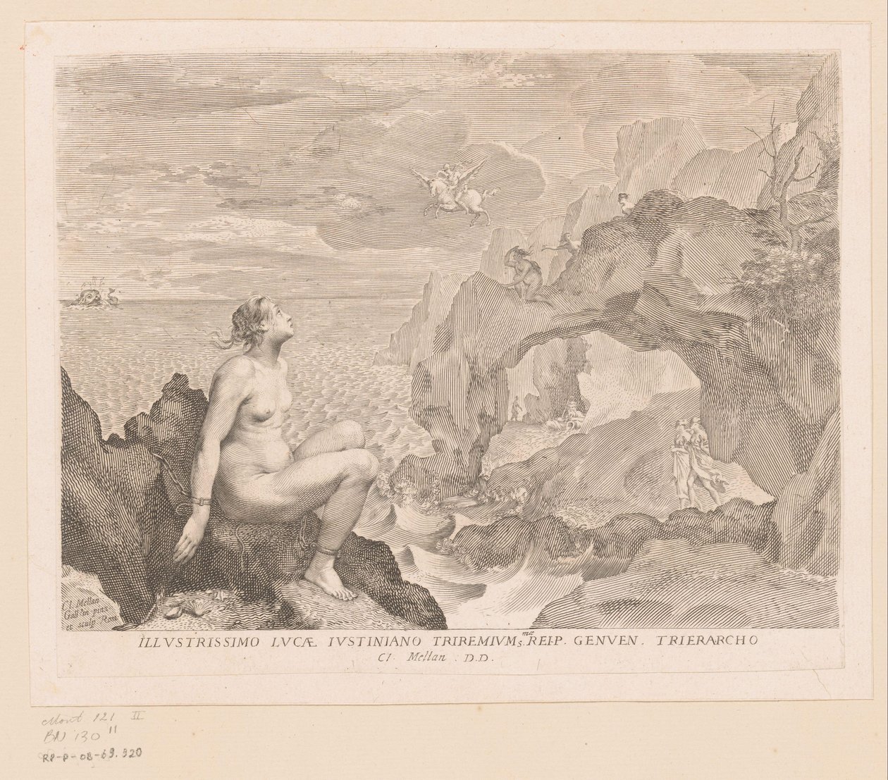 Perseus kommer for at befri Andromeda af Claude Mellan