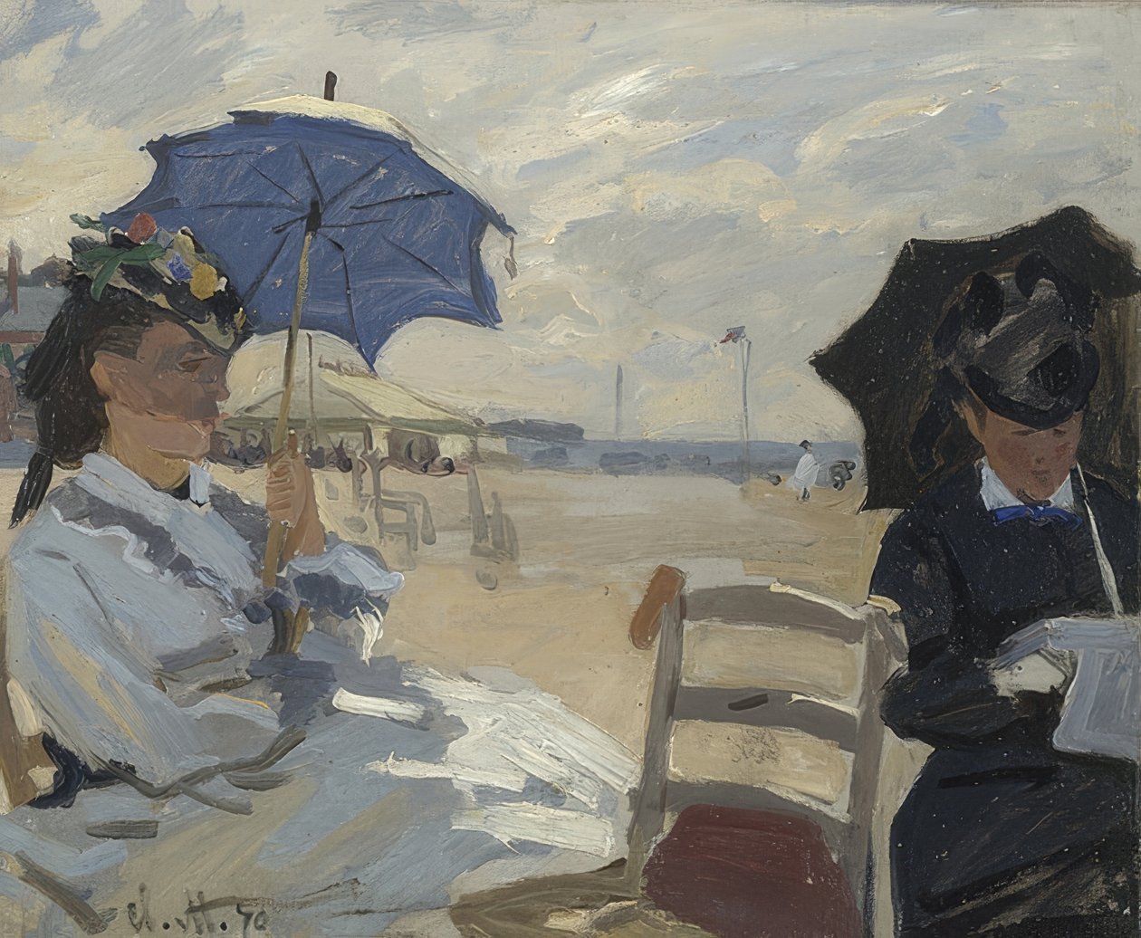 På stranden i Trouville. 1870 af Claude Monet