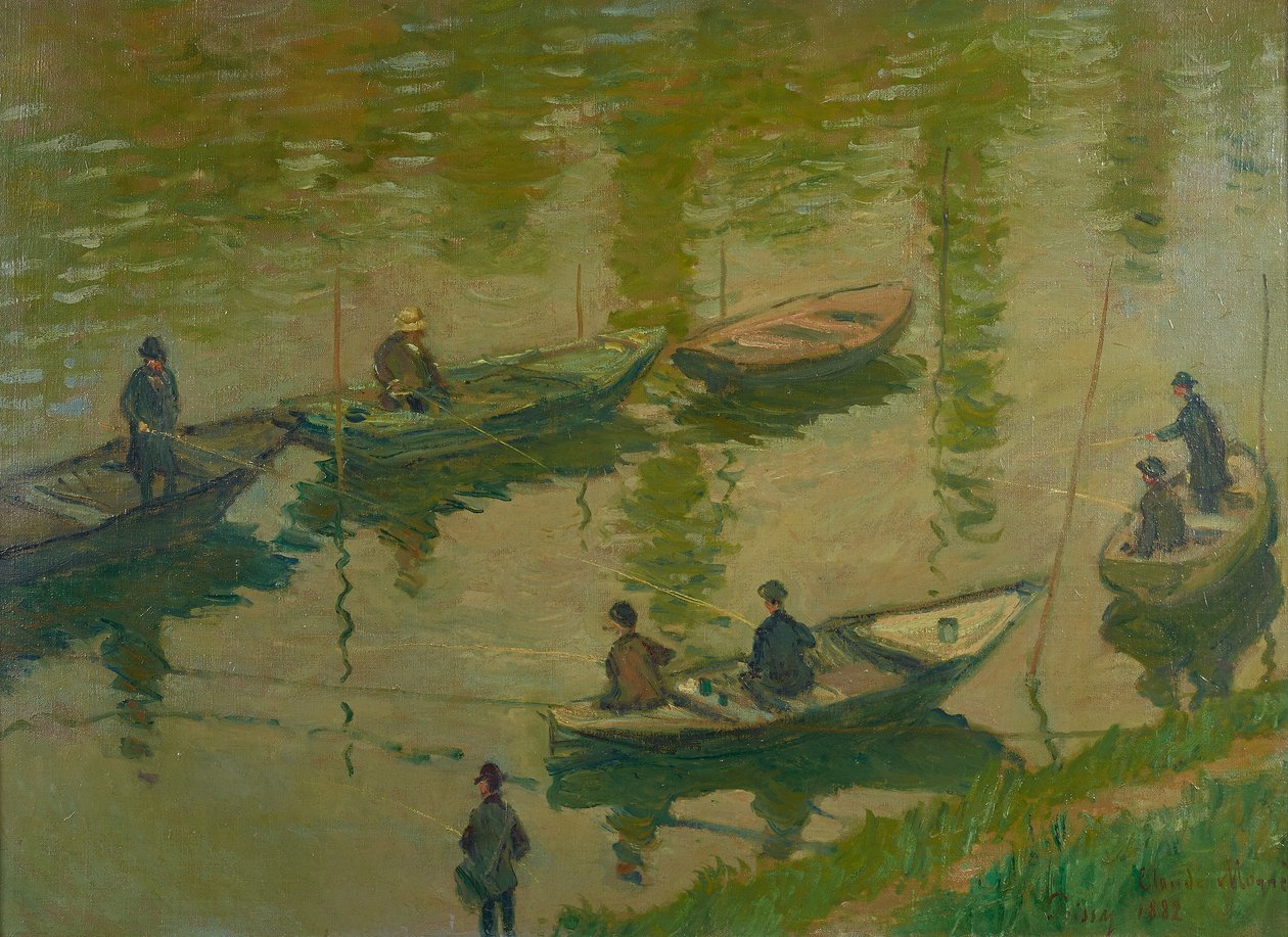Lystfiskere på Seinen ved Poissy af Claude Monet