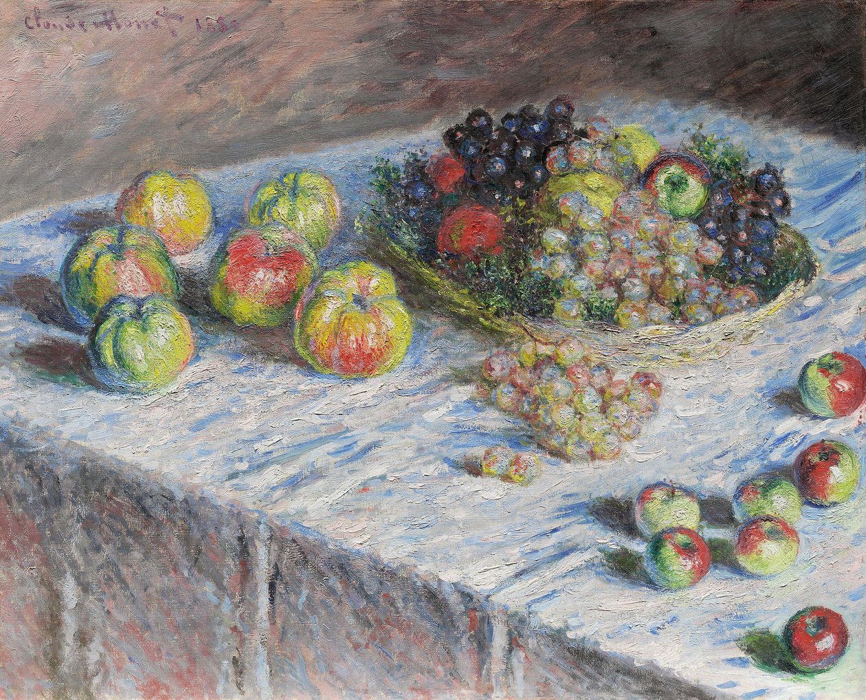 Æbler og druer af Claude Monet