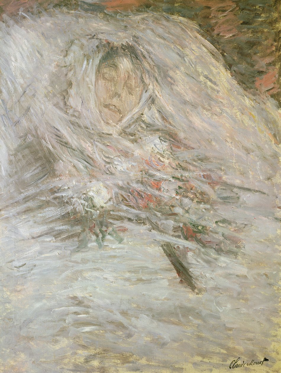Camille Monet (1847-79) på sit dødsleje, 1879 af Claude Monet