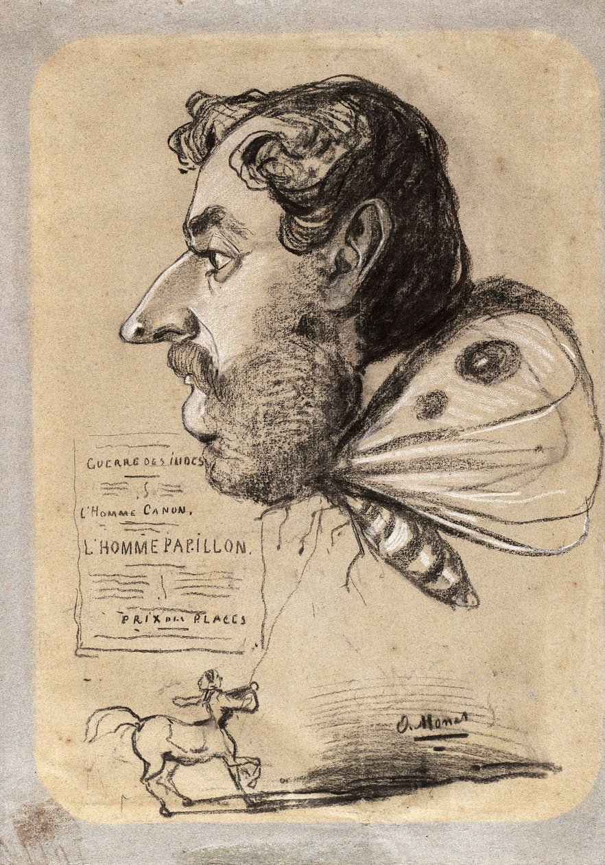Karikatur af Jules Didier ("Sommerfuglemanden") af Claude Monet
