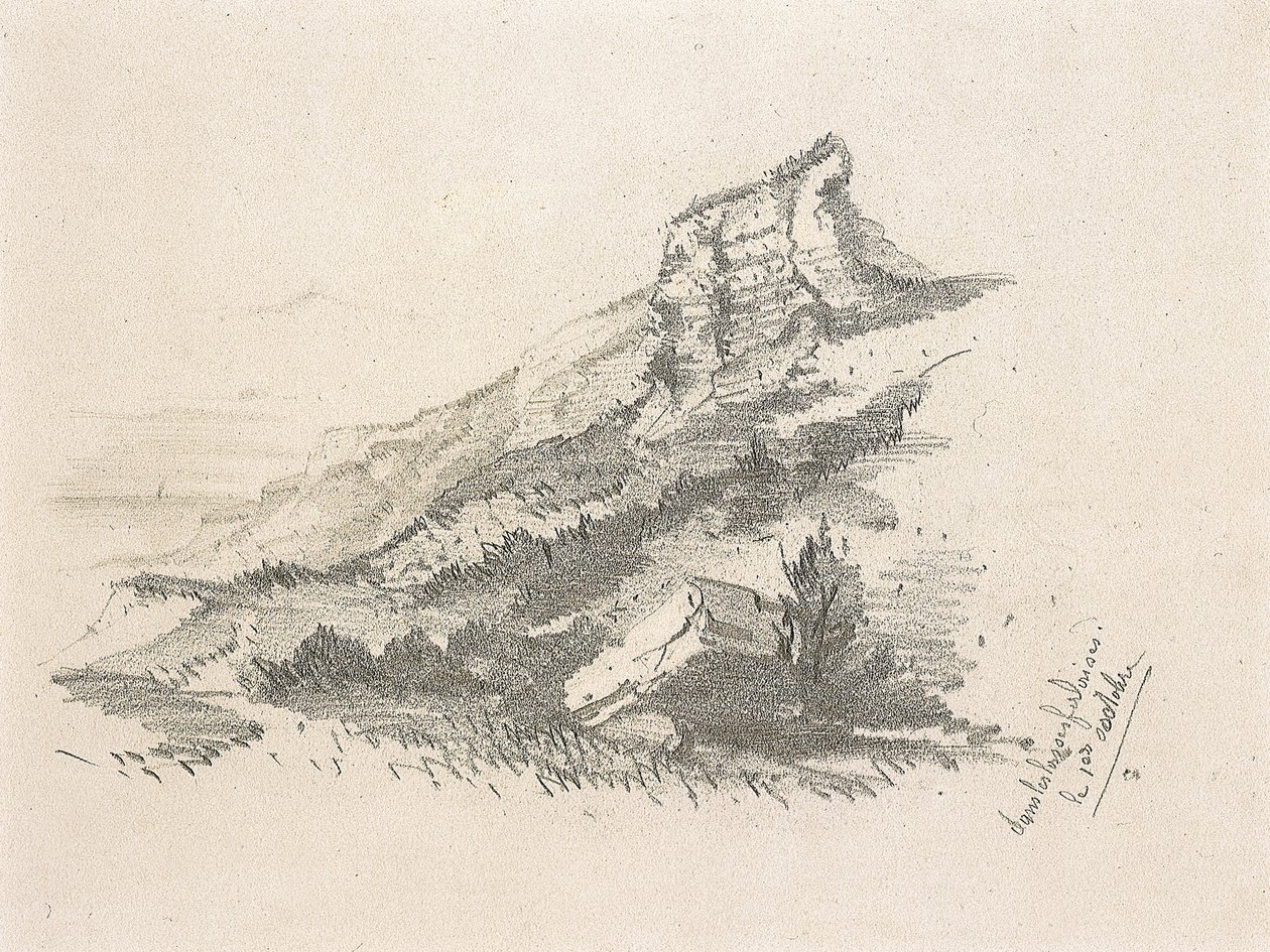 Cliff at Ste Address, 1857 af Claude Monet