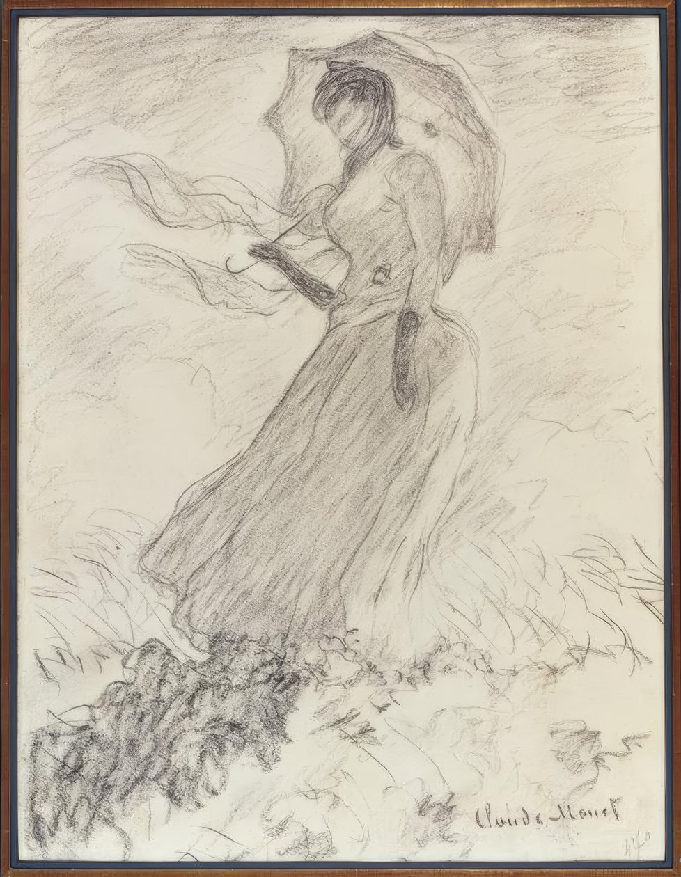 Kvinde med parasol af Claude Monet