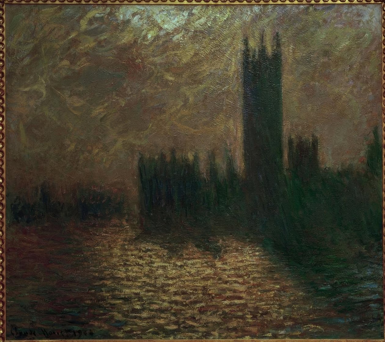 Parlamentet, stormfuld himmel af Claude Monet