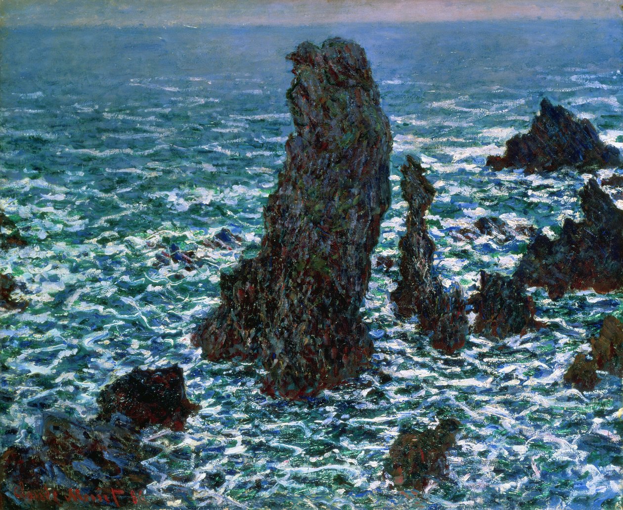 Pyramiderne ved Port-Coton, Belle-Ile-en-Mer, 1886 af Claude Monet