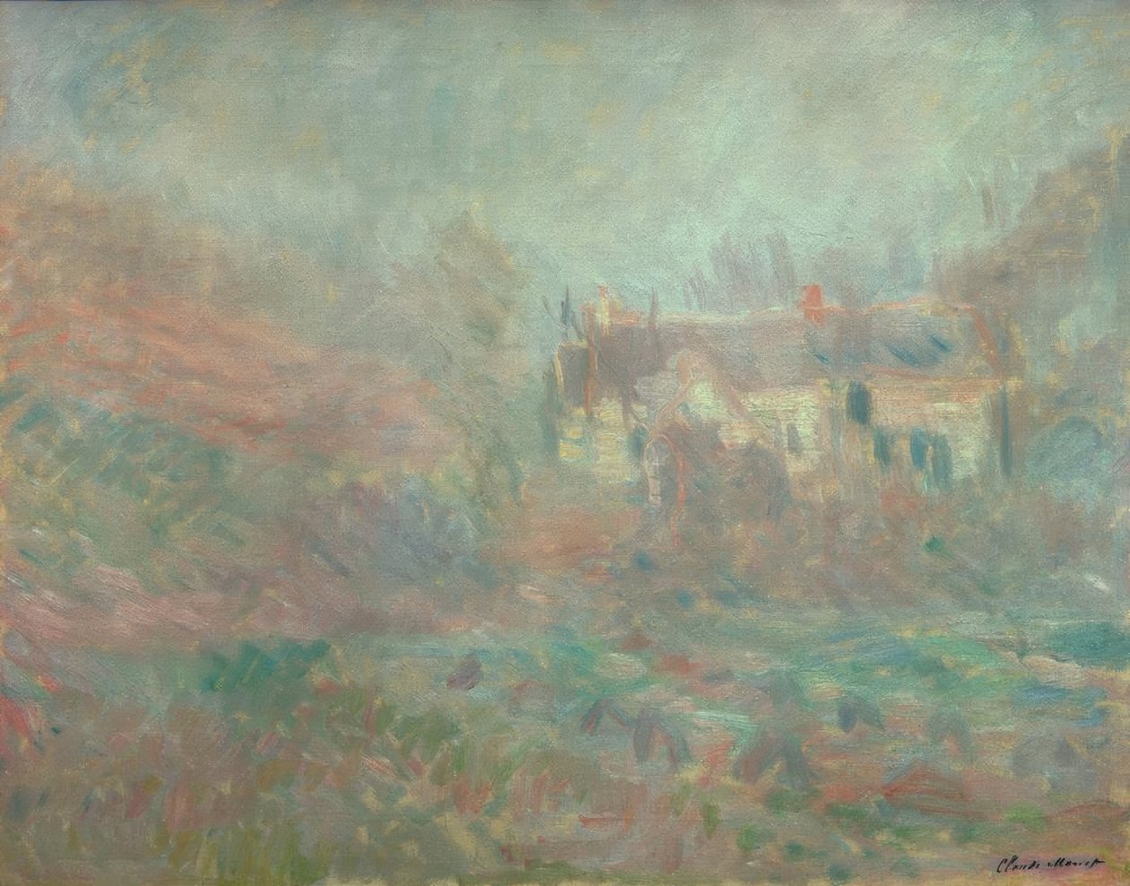 Huse ved Falaise, tåge af Claude Monet
