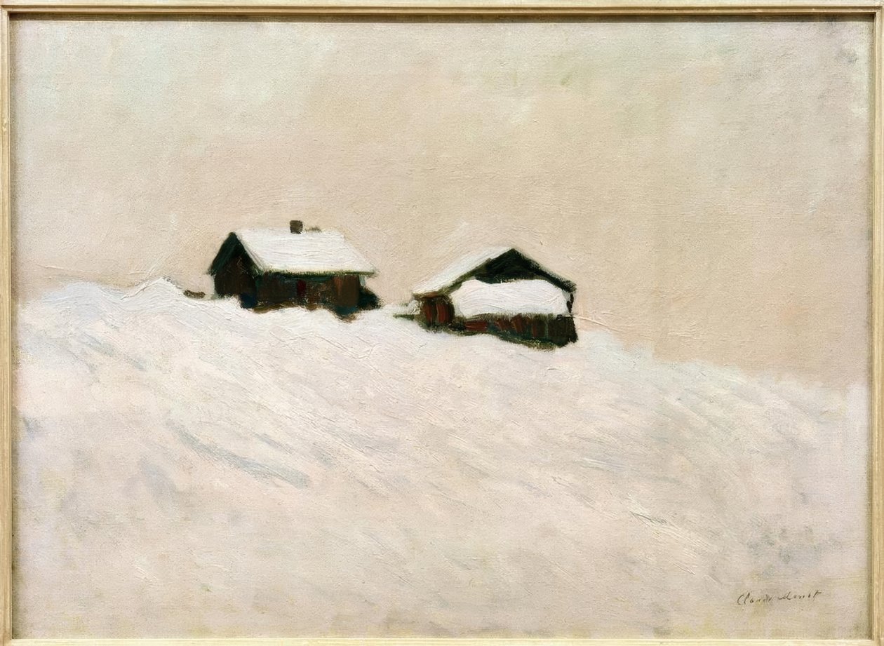 Huse i sneen, Norge af Claude Monet