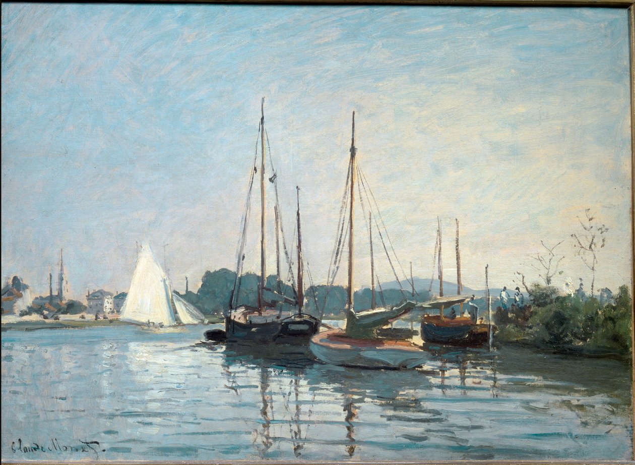 Lystbåde i Argenteuil. (Olie på lærred af Claude Monet