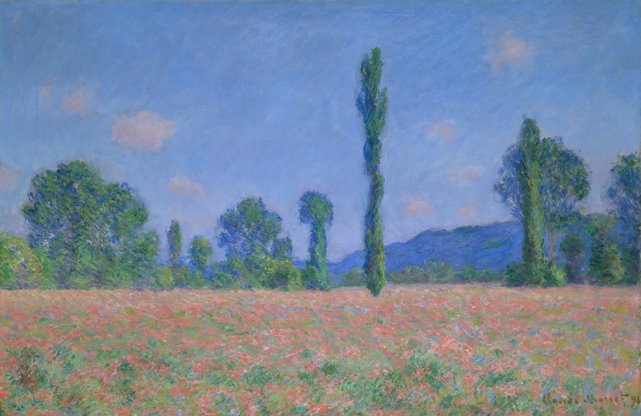 Poppy Field Giverny, 189091. af Claude Monet